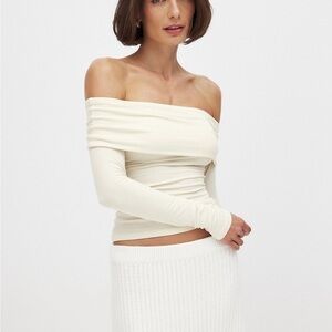 Elegant Off-Shoulder Cream Top